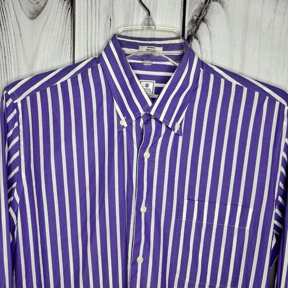 Peter Millar Purple White Striped Button Down Sz M Long Sleeve Cotton - Picture 2 of 7